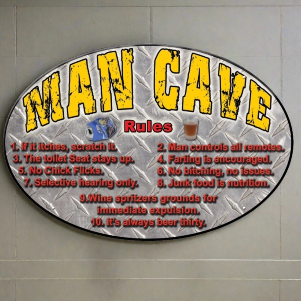 Tin Sign 12in x 17in-Man Cave Rules